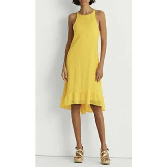 Lauren Ralph Lauren Womens Sz 4P Lemon Rind Eyelet Sleeveless Shift Dress $135 - Picture 1 of 11